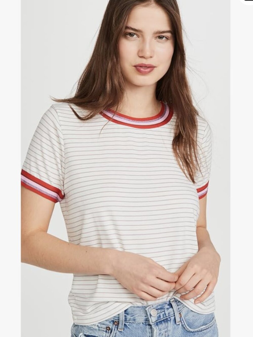 Cupcakes and Cashmere striped ringer tee sz Small